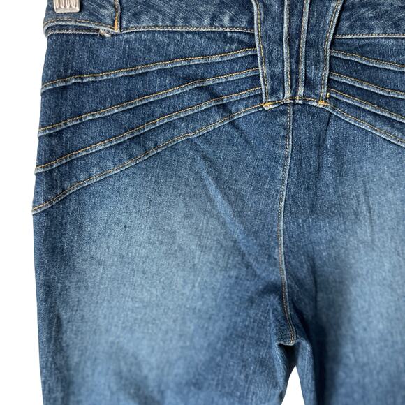 VTG Cache Jeans Y2K Low Rise Flare Pintuck Design Funky Clubwear‎ Medium Wash - Picture 4 of 13